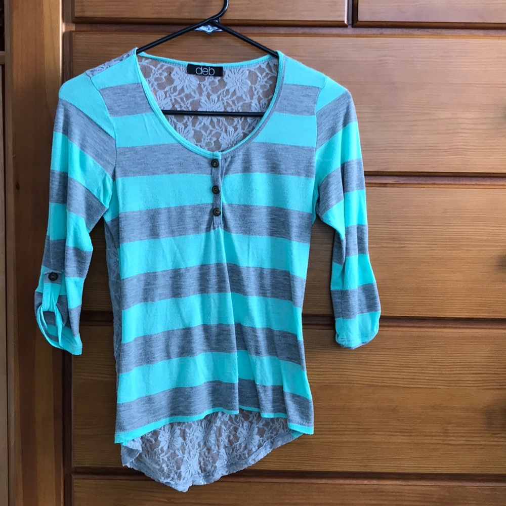 Grey & mint green shirt